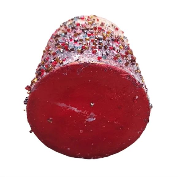 Embellished glitter and beaded decorative pillar candle - Picture 7 of 7